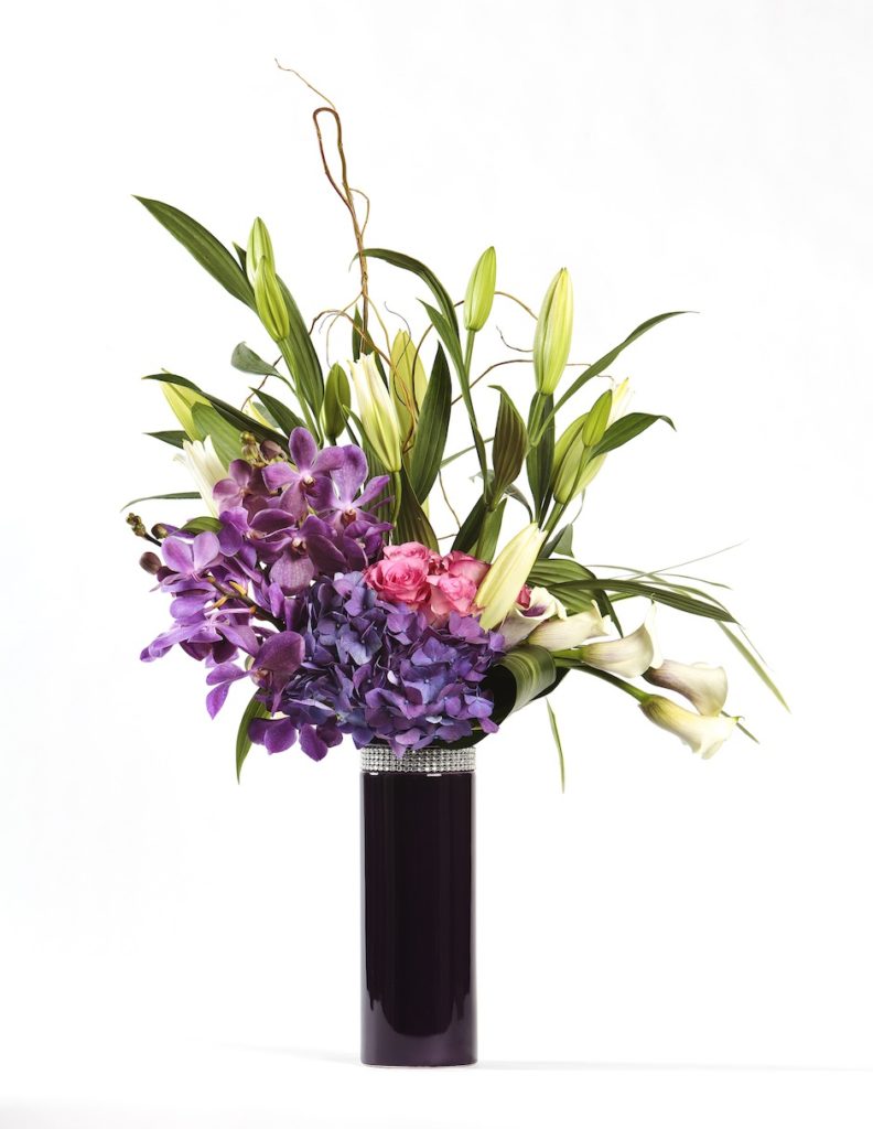 tall, purple, pink, white, orchids, calla lily, lily